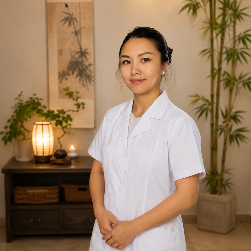 Portrait de la praticienne China Zen dans son cabinet à Manosque
