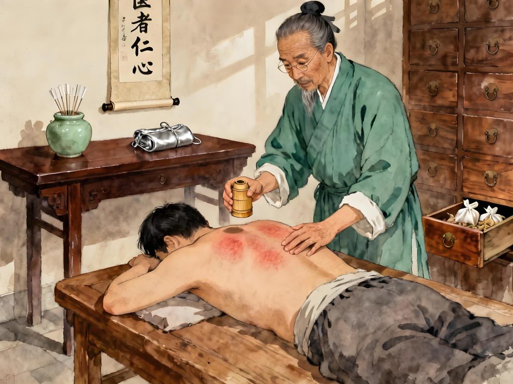Pose de ventouses selon la tradition chinoise